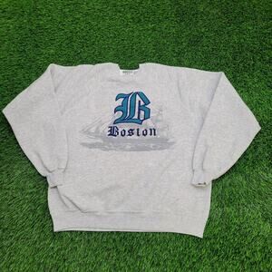 Vintage Retro Boston Nautical Sweatshirt XL 22x23 Gray USA